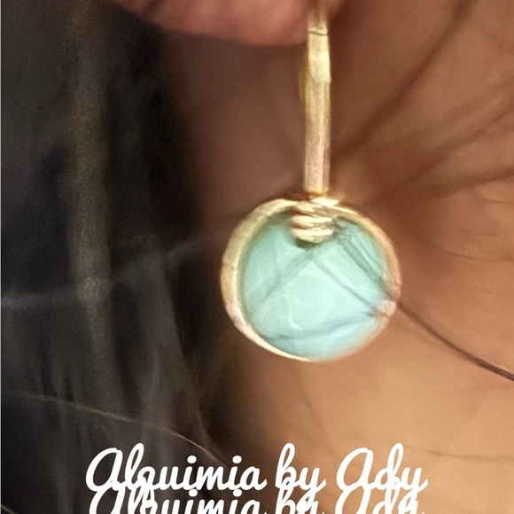 Alquimia Gold and Blue turquoise Earrings - Picture 1 of 1